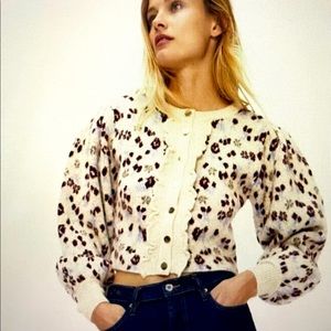 Zara Jacquard Floral Knit Cardigan